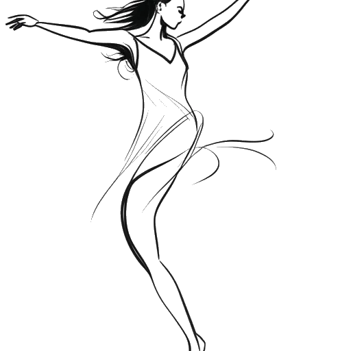Dessin en ligne d'une femme, représentant Addison Rae, dansant avec joie sur un fond blanc.