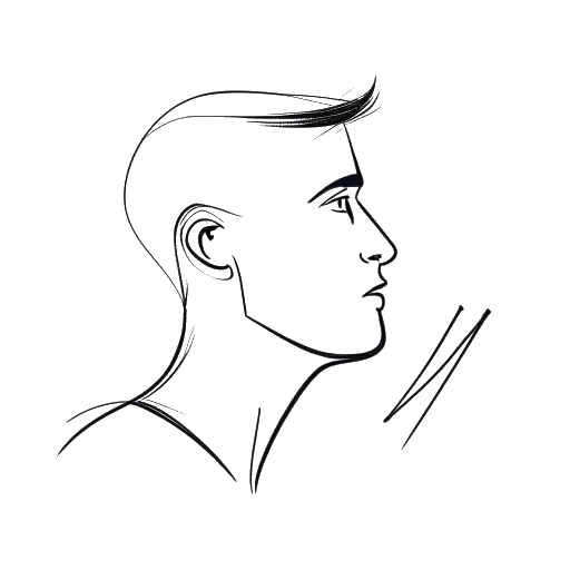 Strichzeichnung eines nachdenklichen Mannes, der Montana Black (Marcel Thomas Andreas Eris) darstellt, der mit Kontroversen umgeht und persönliches Wachstum zeigt gegen einen weißen Hintergrund.