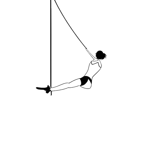 Line art drawing of a young gymnast representing Olivia Dunne, on the uneven bars.