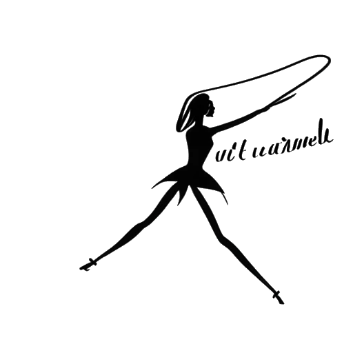 Line art drawing of a young gymnast representing Olivia Dunne, breaking a ribbon.