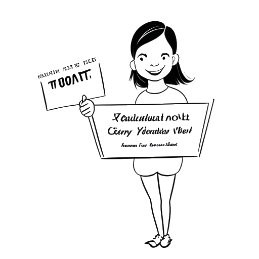 Line art drawing of a young gymnast representing Olivia Dunne, holding a certificate.