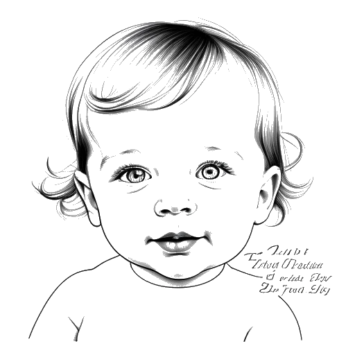 Line art drawing of a baby, representing Taylor Swift, with a birth certificate showing her name