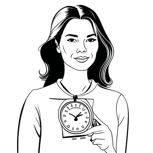 Desenho em arte linear de uma mulher, representando Taylor Swift, segurando uma revista Personalidade do Ano da Time