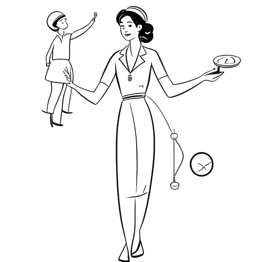 Line art drawing of a woman, representing Miki Rai, balancing nursing, modeling, and acting careers