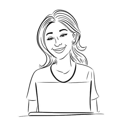 Desenho em arte linear de uma mulher, representando Miki Rai, grata por seus amigos da internet e sua presença online