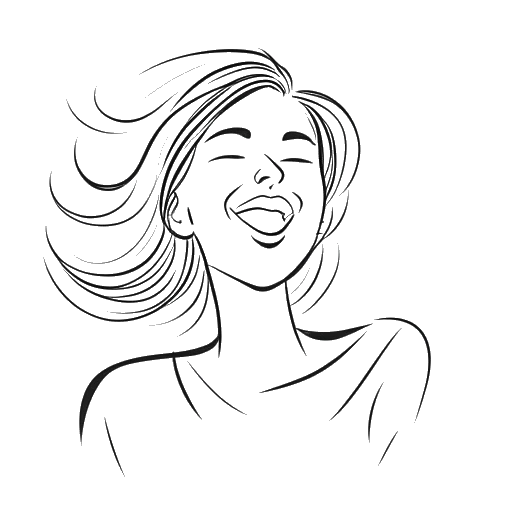 Line art drawing of a woman, representing Miki Rai, finding success in happiness and contentment