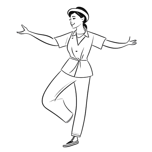 Line art drawing of a nurse, representing Miki Rai, dancing in a COVID-19 educational video on TikTok