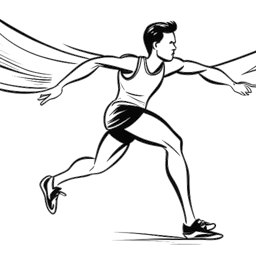 Desenho de linha de um homem, representando Felix Baumgartner, participando de uma corrida, mostrando sua defesa pela Fundação de Pesquisa de Medula Espinhal Wings For Life.