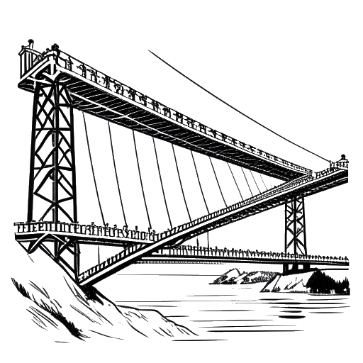 Dibujo de línea de un hombre representando a Felix Baumgartner, haciendo salto base desde el Viaducto de Millau