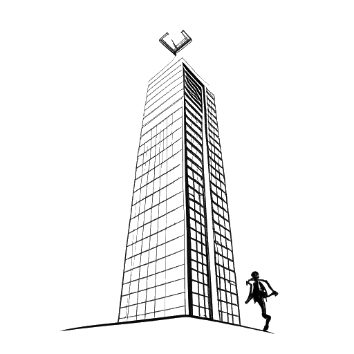 Disegno in arte lineare di un uomo che rappresenta Felix Baumgartner, paracadutando dal 91º piano del Taipei 101
