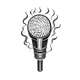 Line art drawing of a microphone on fire, representing 6ix9ine's explosive rise to success, against a white backdrop.