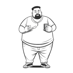 Desenho em arte linear de um homem, representando Agente 00, mostrando uma inspiradora jornada de perda de peso de 45 quilos, enquanto mantinha sua fidelidade às suas crenças islâmicas, se destacando nos jogos e criando conteúdo para seus fãs.