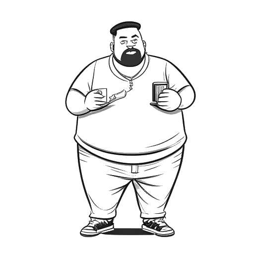 Line art drawing of a man, representing Agent 00, showcasing an inspiring weight loss journey of 100 pounds while staying faithful to his Muslim beliefs, excelling in gaming, and creating content for his fans.