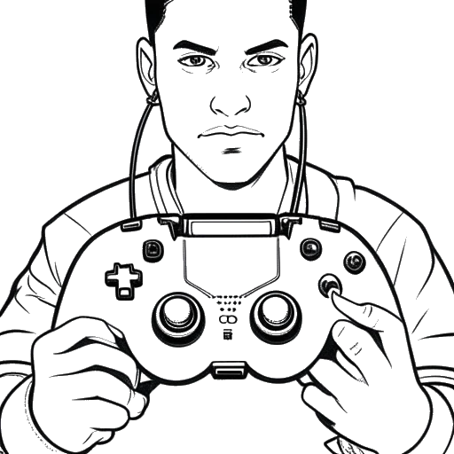 Strichzeichnung eines Mannes, der MontanaBlack repräsentiert, mit einem Game-Controller in der Hand und dem Call of Duty: Modern Warfare 3 Cover im Hintergrund.