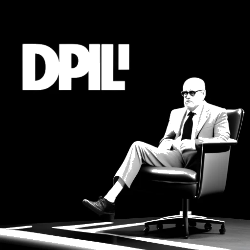 Line art-tekening van een man die Dr. Phil vertegenwoordigt, zittend op een praatshowset met de woorden 'Dr. Phil' op het scherm achter hem en het nummer '20' erboven.
