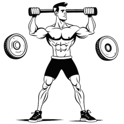 Ilustración detallada de un hombre en forma, simbolizando a David Laid, levantando pesas con intensidad en un gimnasio bien equipado, encapsulando su dedicación a un estilo de vida de culturismo libre de drogas, en un fondo blanco.