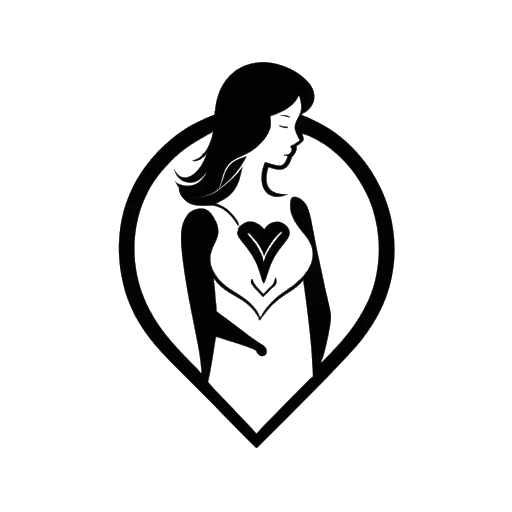 Desenho em arte linear de uma mulher, representando Georgia Hassarati, posicionada entre os logotipos de 'A Casa dos Desejos' e 'Par Perfeito', com um coração partido ao fundo de forma sutil.