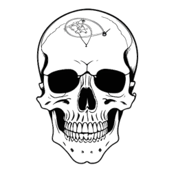 Line art of a man, symbolizing Twomad, with a skull avatar, showcasing resilience and creativity through diverse collaborations and projects, embodying elements of surprise and unpredictability in his influencer journey.