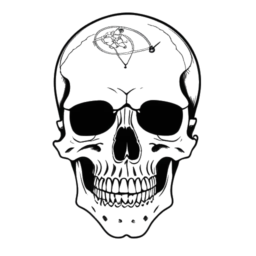 Line art of a man, symbolizing Twomad, with a skull avatar, showcasing resilience and creativity through diverse collaborations and projects, embodying elements of surprise and unpredictability in his influencer journey.