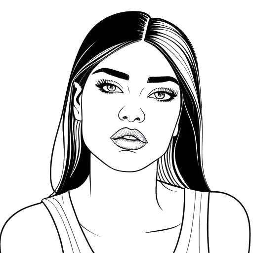 Dibujo de arte lineal de una mujer, representando a Kylie Jenner, siendo criticada por apropiación cultural