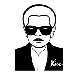 Line drawing of a Lagerfeld logo, paying tribute to Karl Lagerfeld's enduring legacy, on a white background.