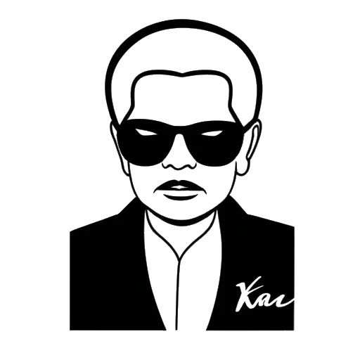 Line drawing of a Lagerfeld logo, paying tribute to Karl Lagerfeld's enduring legacy, on a white background.