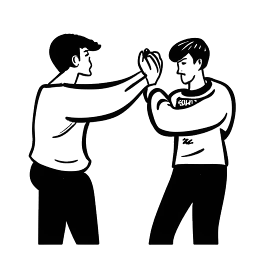 Disegno in bianco e nero di una persona che schiaffeggia un'altra persona rappresentante N3on che viene schiaffeggiato da Fuzy Tube durante un subathon.