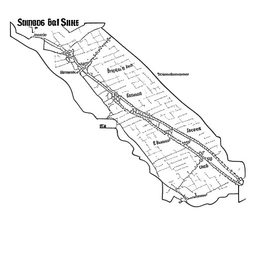 Line art drawing of a map representing N3on's move from San Jose, California, to Chicago, Illinois.