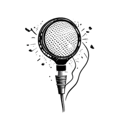 Line art of a cracked microphone with halos and a heart, symbolizing XXXTentacion's enduring legacy and his fans' love.