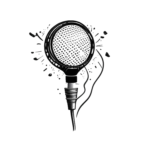 Line art of a cracked microphone with halos and a heart, symbolizing XXXTentacion's enduring legacy and his fans' love.