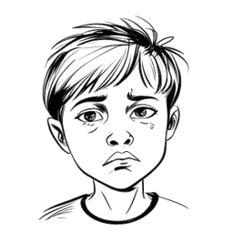 Representación en arte lineal de un chico con un rostro expresivo, simbolizando la resistencia de XXXTentacion frente a adversidades infantiles.