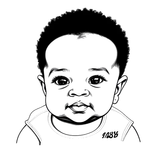 Line art drawing of a baby representing XXXTentacion with the name 'Jahseh Dwayne Ricardo Onfroy' on a birth certificate