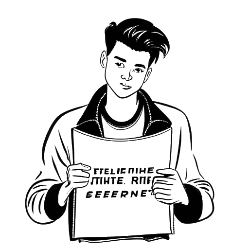 Line art drawing of a young man representing XXXTentacion holding a contract, with the words 'Empire Distribution' and 'The Revenge Tour' written on it