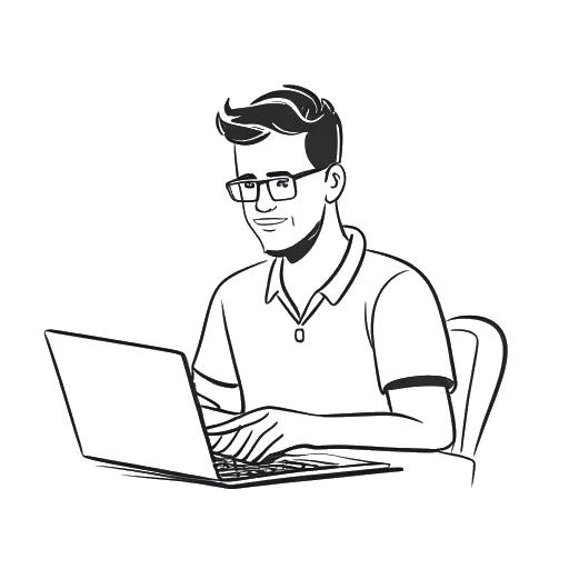 Lijntekening van een man die Sneako vertegenwoordigt, mede-oprichter van 'The Creativity Kit', een online cursus voor contentcreatie
