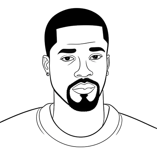 Disegno in stile line art di un uomo che rappresenta Sneako, sostenitore della campagna presidenziale del 2024 di Kanye West