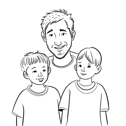 Line art drawing of a man representing Sneako, with his siblings Vincent and Julie