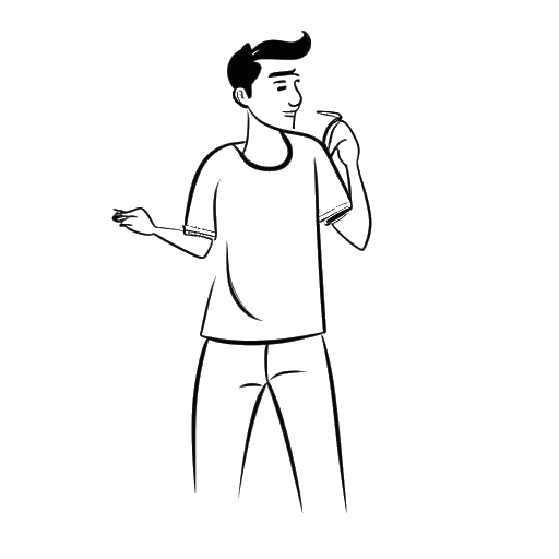 Line art drawing of a man representing Sneako, growing his TikTok following with the help of his existing YouTube fan base