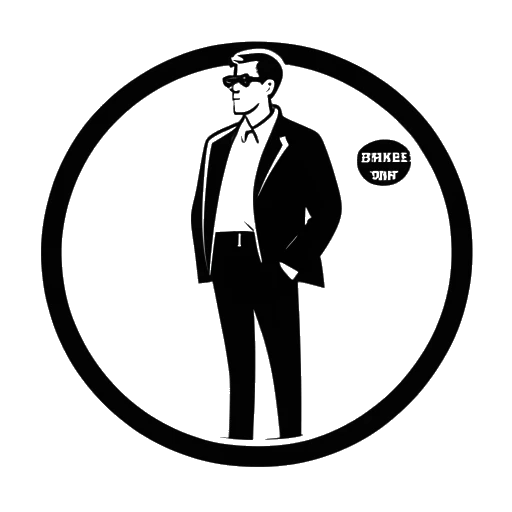 Disegno in line art di un uomo, che rappresenta Sean Paul, in piedi di fronte al logo di Dutty Rock Productions.