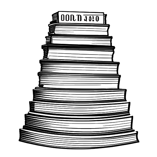 Line art drawing of a large stack of records with a '400 million' banner on top of it, representing Elvis Presley's record sales worldwide.