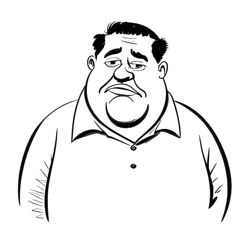 Desenho de arte em linha de um homem, representando Mike Majlak, chamado de 'Big Mike'