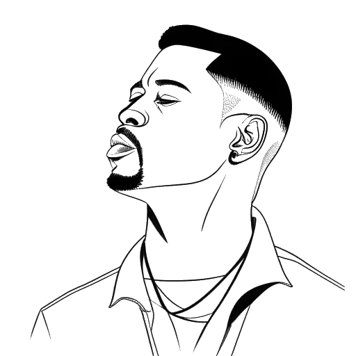 Strichzeichnung von Chris Brown, der die moderne R&B- und Popmusikszene beeinflusst