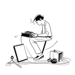 Line art representation of a man, signifying Capital Bra, showcasing his determination and grit in making his mark in the music industry by establishing his labels and overcoming challenges, against a white background.