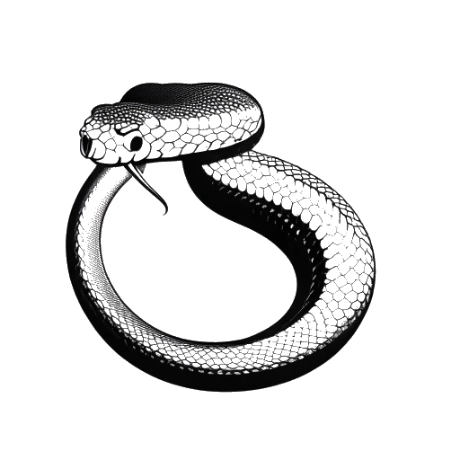 Strichzeichnung einer Schlange mit dem Namen 'Medusa' daneben, was Capital Bras Haustierschlange darstellt.