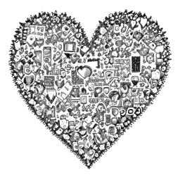 Line art drawing of a heart surrounded by Minecraft usernames, symbolizing the immense love and support from Technoblade's fans.