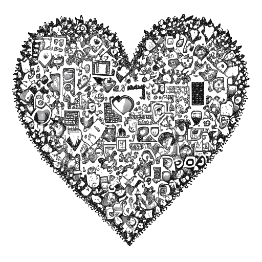 Line art drawing of a heart surrounded by Minecraft usernames, symbolizing the immense love and support from Technoblade's fans.