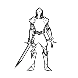 Line art drawing of a person standing strong, holding a Minecraft diamond sword, representing Technoblade's resilience amidst adversity.