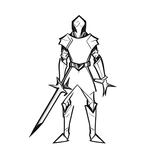 Dibujo a línea de una persona fuerte, sosteniendo una espada de diamante de Minecraft, representando la resistencia de Technoblade en medio de la adversidad.