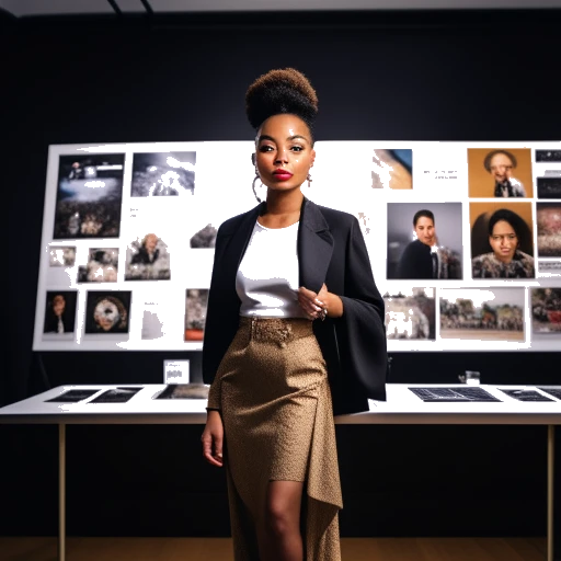 A visual representation of a woman representing Gabbriette, showcasing elements of her modeling career, photography exhibition, culinary creations, and music performances, capturing her versatile professional endeavors.