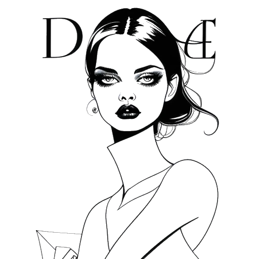 Desenho em arte de linha de uma mulher, representando Gabbriette, nas capas da CR Fashion Book, Dazed, L'Officiel e Vogue