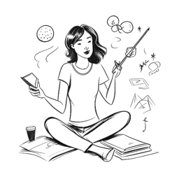 Line art drawing of a woman, representing Lola Brooke, showing the struggle of balancing odd jobs while pursuing her passion for music.